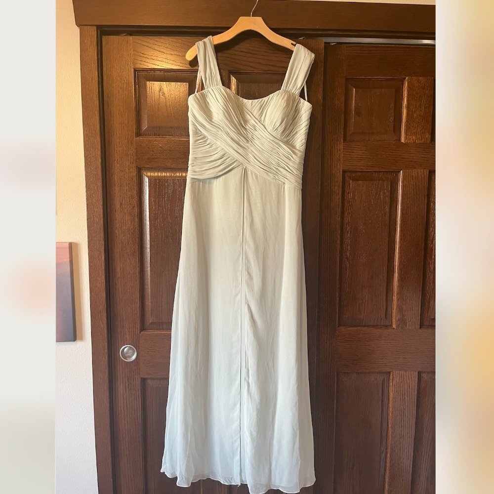After 6 - celadon, chiffon maxi dress, size 14, chiffon, ruching on top
